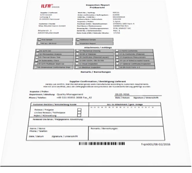 Delivery document ILFA