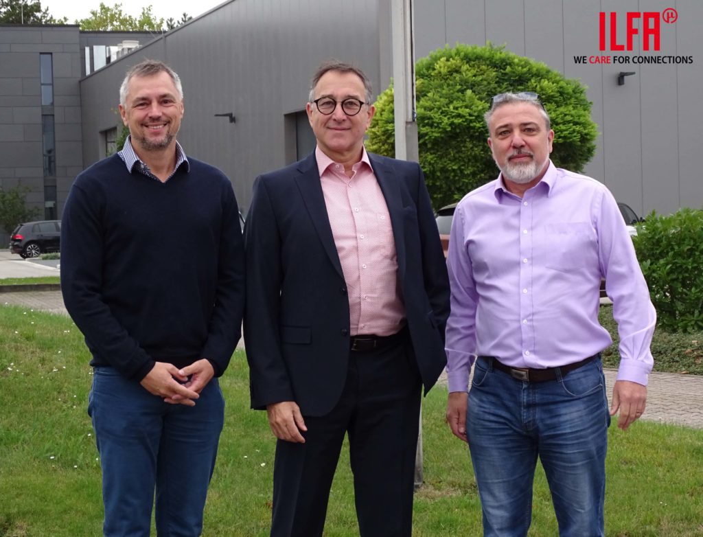 Jake Kelly und Marc Ladle (Viking Test Ltd.) und CEO Thomas Michels (ILFA)