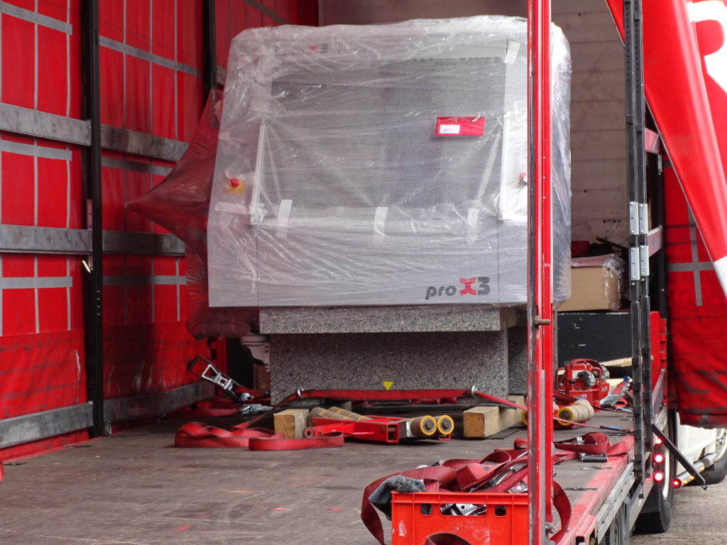 Measuring machine on truck bed